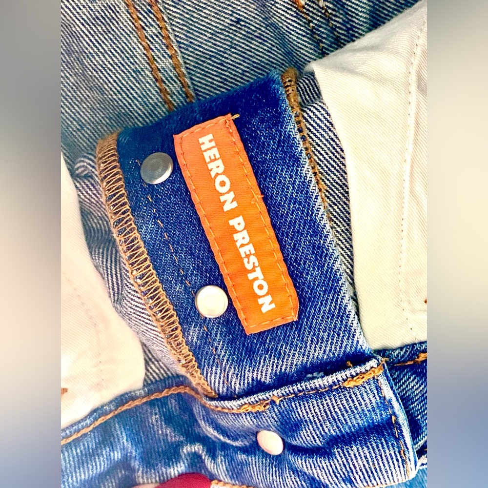 NWOT Heron Preston High-Waist Straight Leg 6-Pocket Medium Wash Denim Jeans - Picture 10 of 13